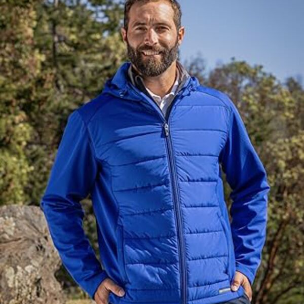 Cutter & Buck Evoke Hybrid Eco Softshell Recycled Full Zip Mens Big & Tall Hooded Jacket Thumbnail